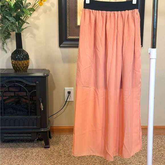 Beautiful Double Layer Long Peach Color Skirt - Picture 1 of 1